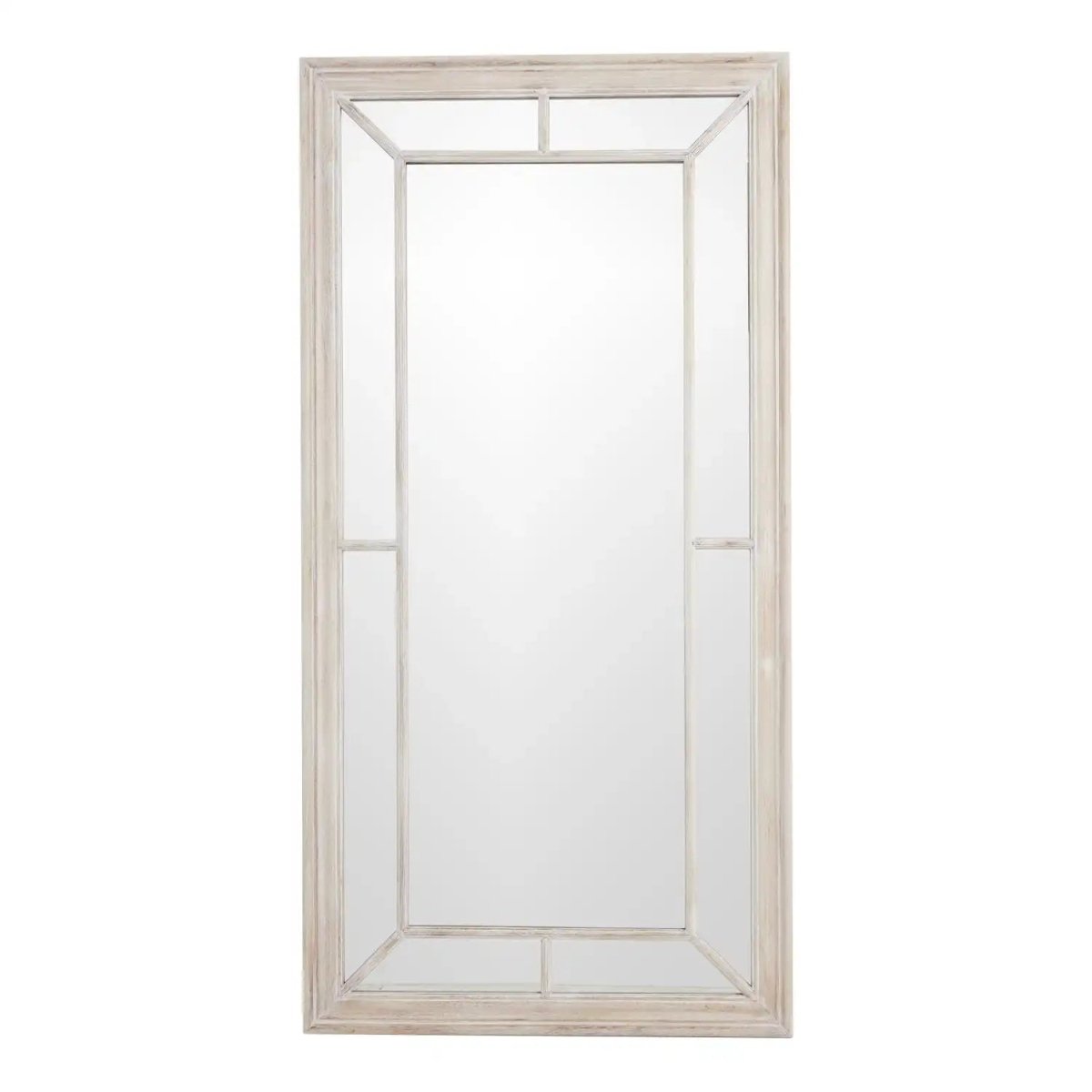 Large Washed Wood Framed Window Mirror - Price Crash Furniture