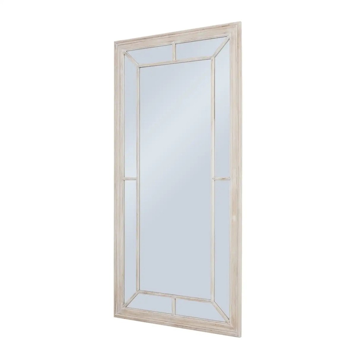 Large Washed Wood Framed Window Mirror - Price Crash Furniture