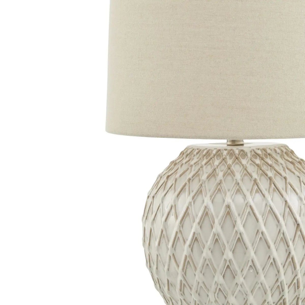 Lattice Ceramic Table Lamp With Linen Shade - Price Crash Furniture