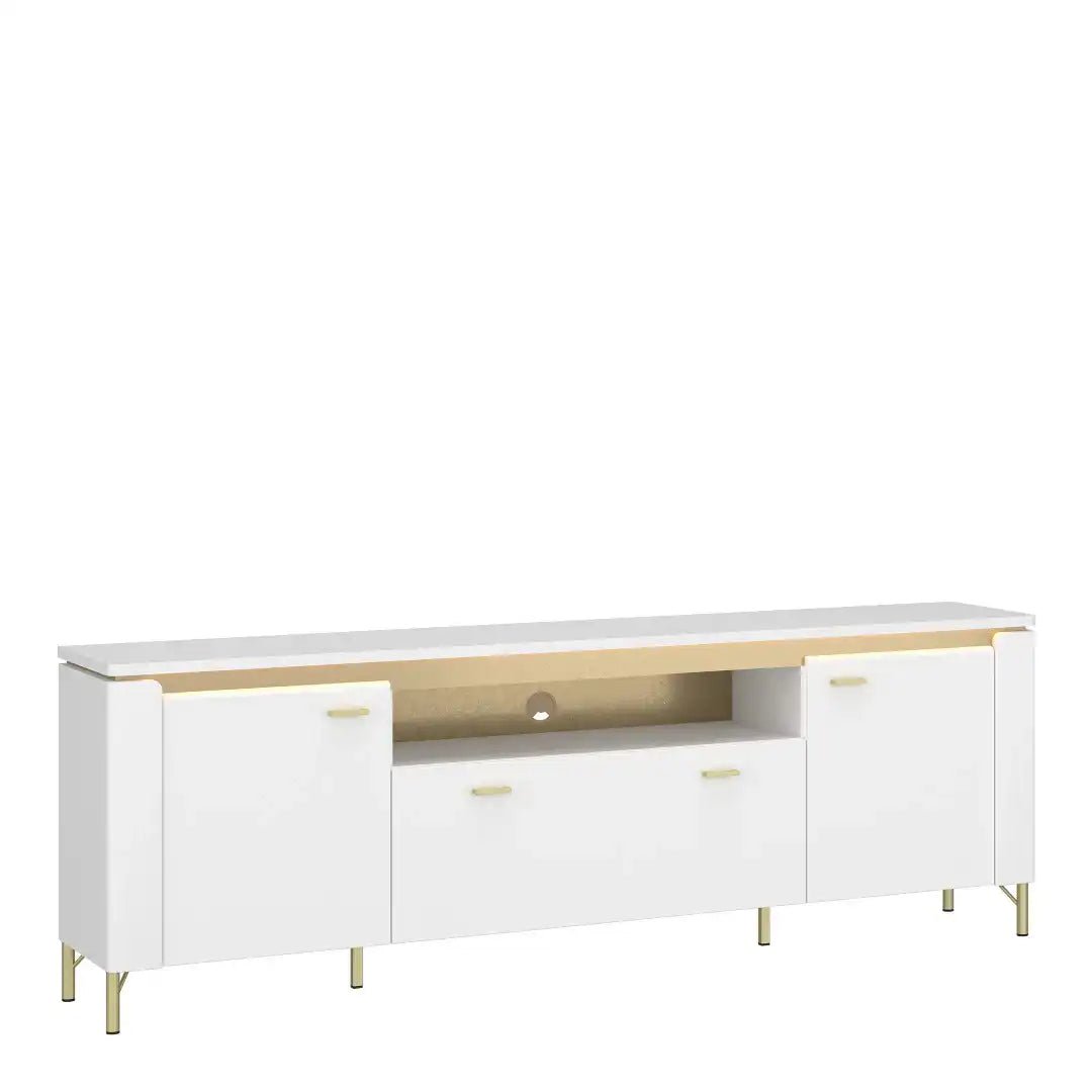 Lazio TV Cabinet 2 Door 1 Drawer in Alpine White/White Gloss - Price Crash Furniture