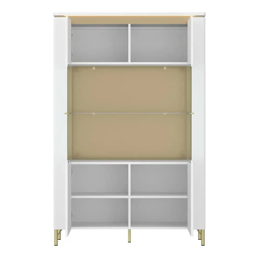 Lazio Vitrin 2 Door in Alpine White/White Gloss - Price Crash Furniture