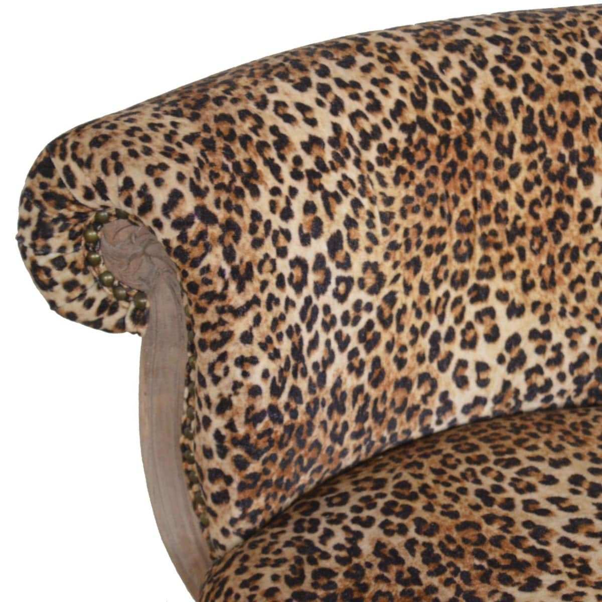 Leopard Print Studded Chair With Cabriole Legs - Price Crash Furniture