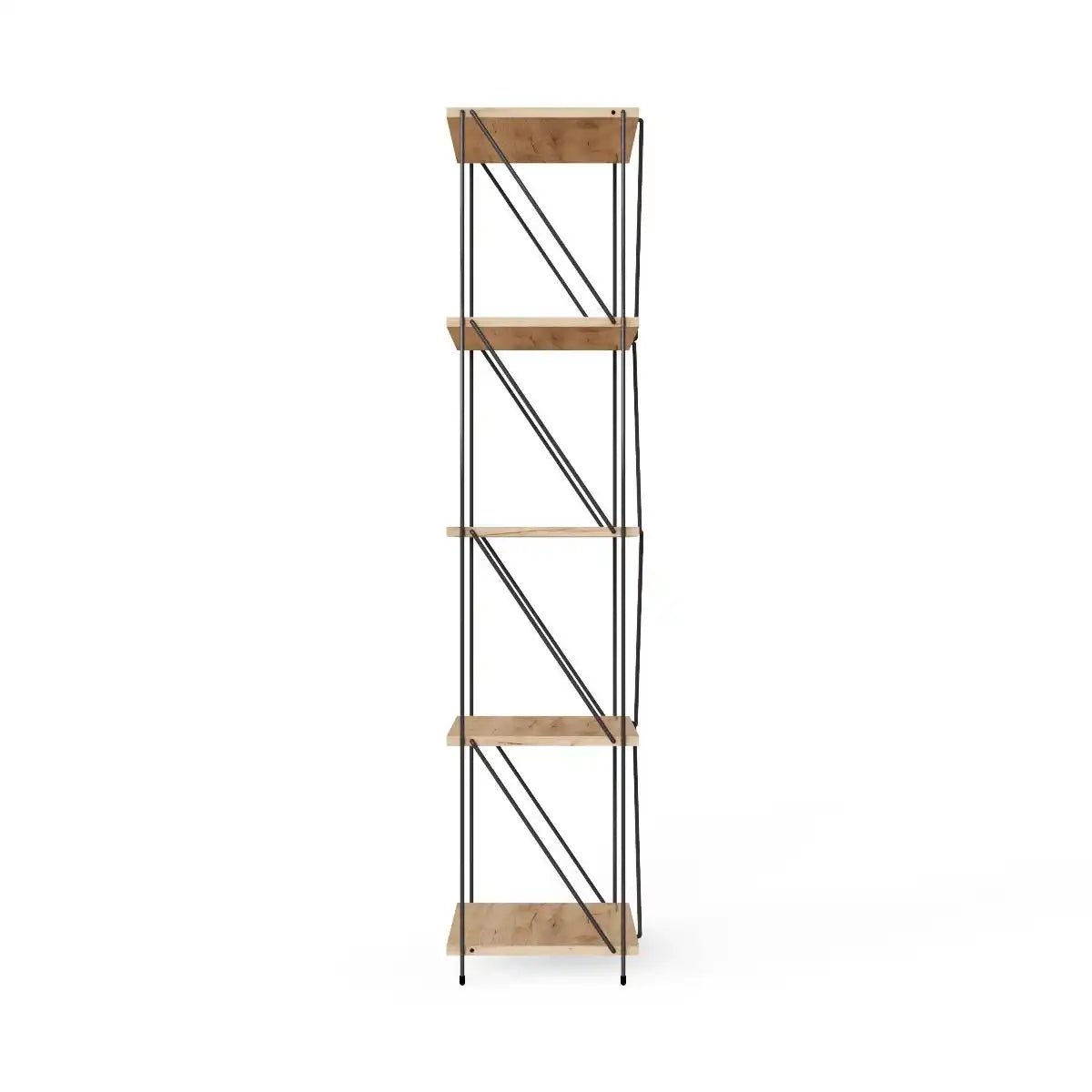 Leyo 4 Shelf Shelving Display Unit in Oak & Black - Price Crash Furniture