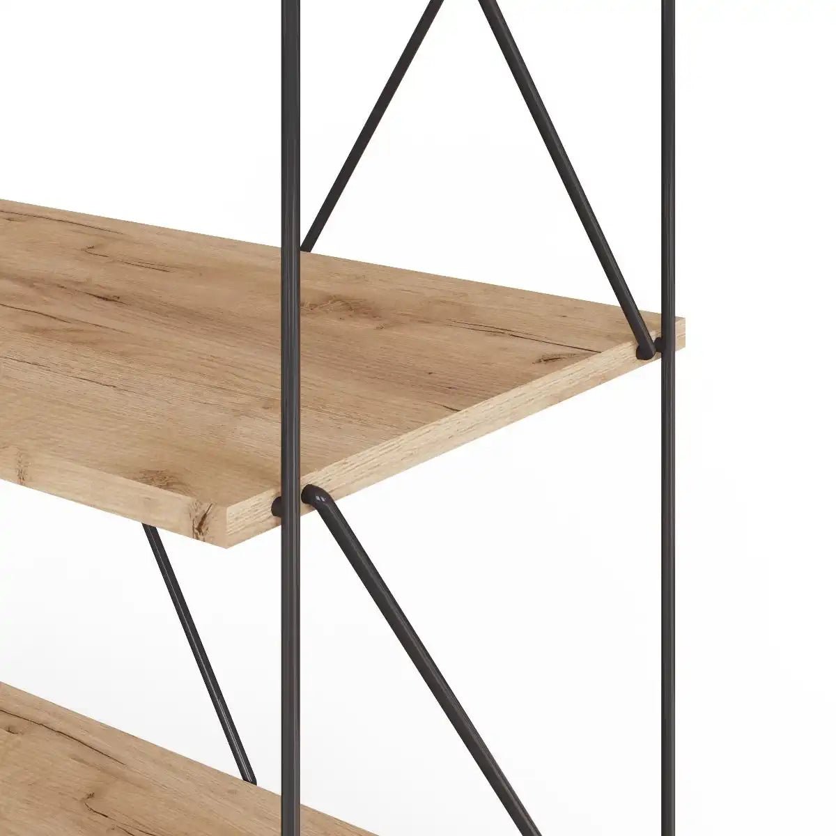 Leyo 5 Tier Black & Oak Shelving Unit Bookcase - Price Crash Furniture
