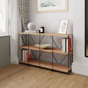Leyo Wide Cube Shelving Unit Bookcase in Oak & Black - Price Crash Furniture