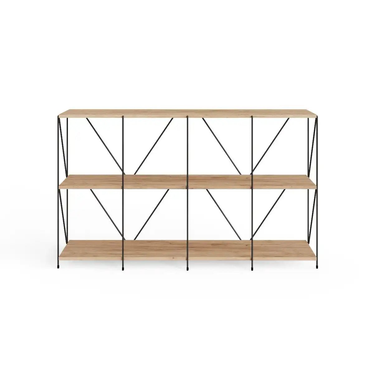 Leyo Wide Cube Shelving Unit Bookcase in Oak & Black - Price Crash Furniture