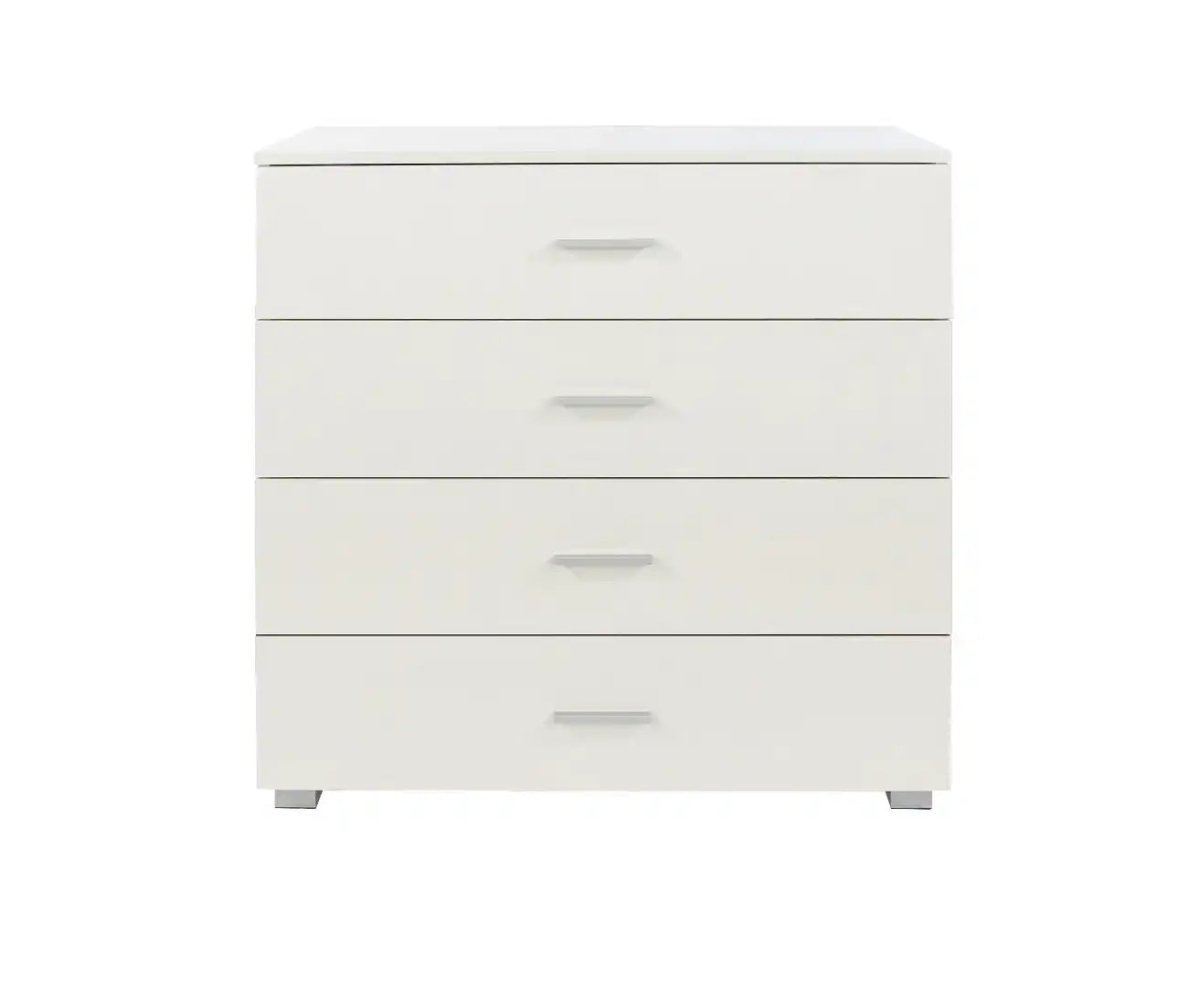 Lido - White high gloss 4 drawer chest of drawers - Price Crash Furniture