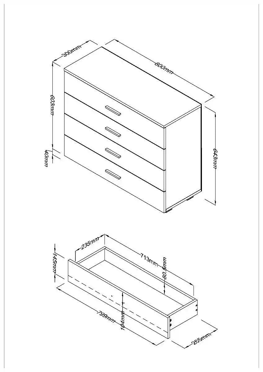 Lido - White high gloss compact 4 drawer chest - Price Crash Furniture