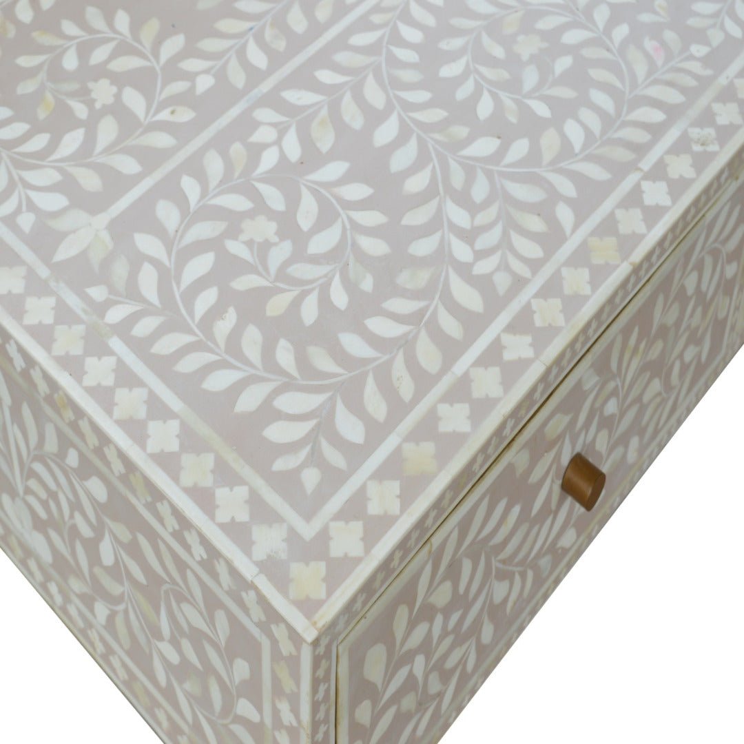 Light Taupe Floral Bone Inlay Coffee Table - Price Crash Furniture