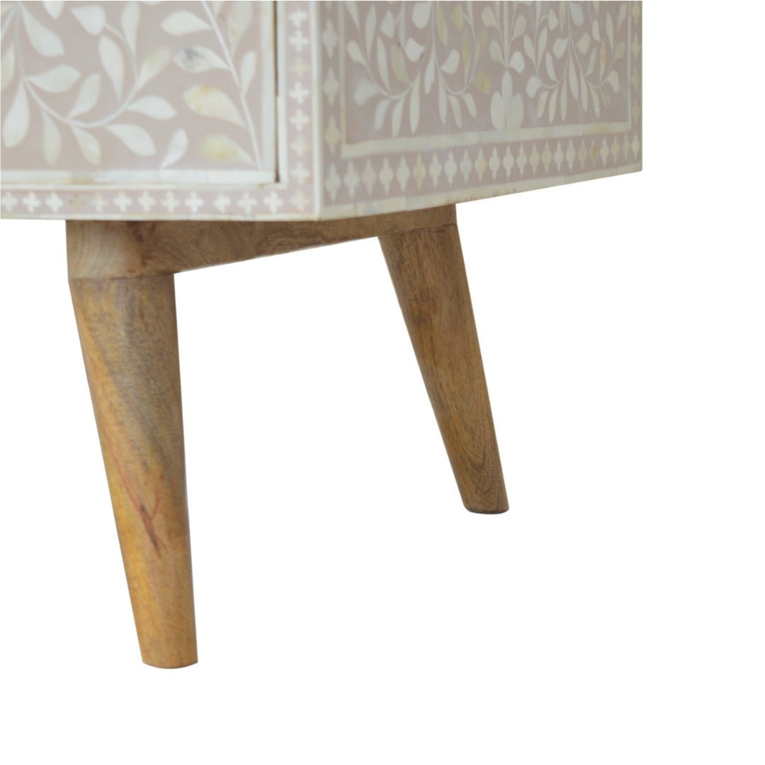 Light Taupe Floral Bone Inlay Coffee Table - Price Crash Furniture