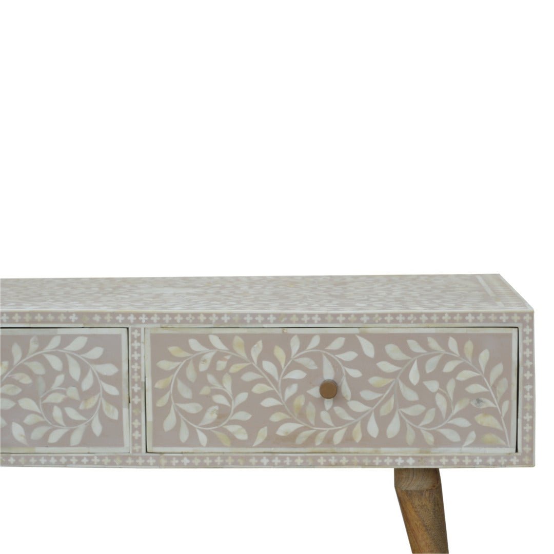 Light Taupe Floral Bone Inlay Coffee Table - Price Crash Furniture