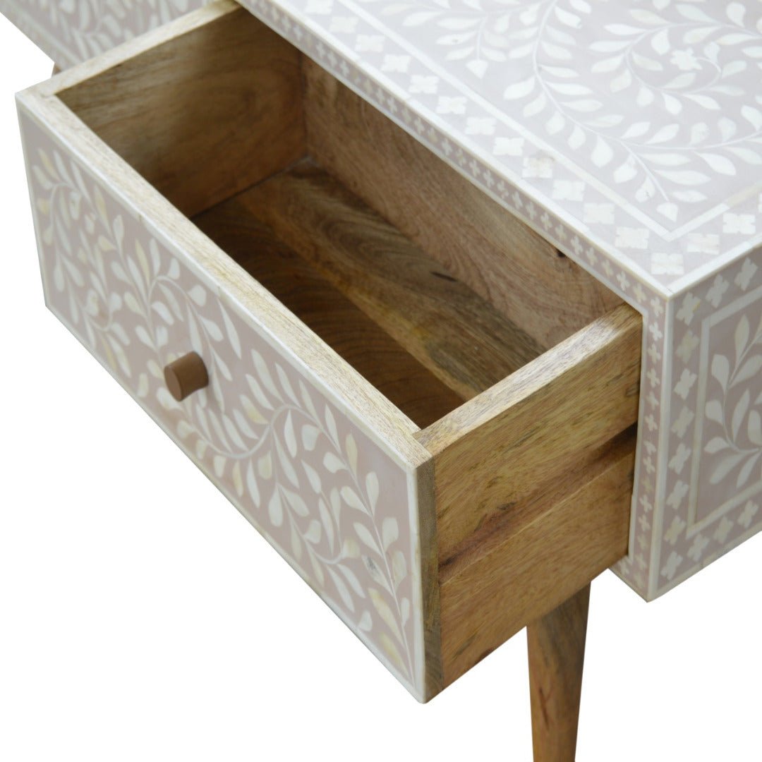 Light Taupe Floral Bone Inlay Coffee Table - Price Crash Furniture
