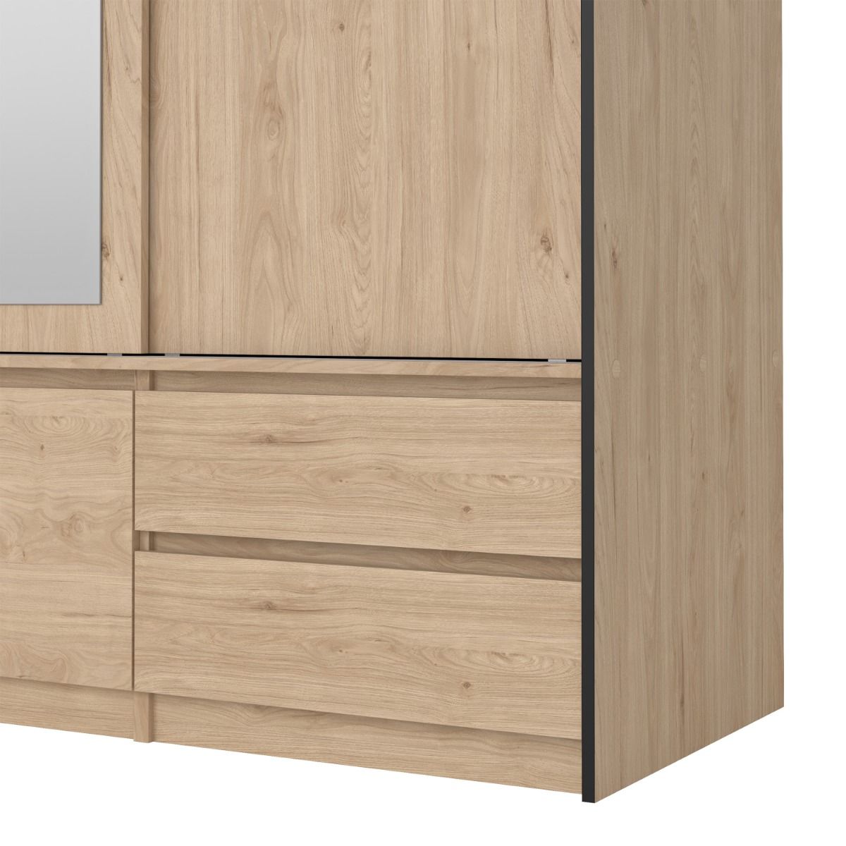 Line Mirrored Wardrobe With 3 Sliding Doors In Jackson Hickory Oak - Price Crash Furniture