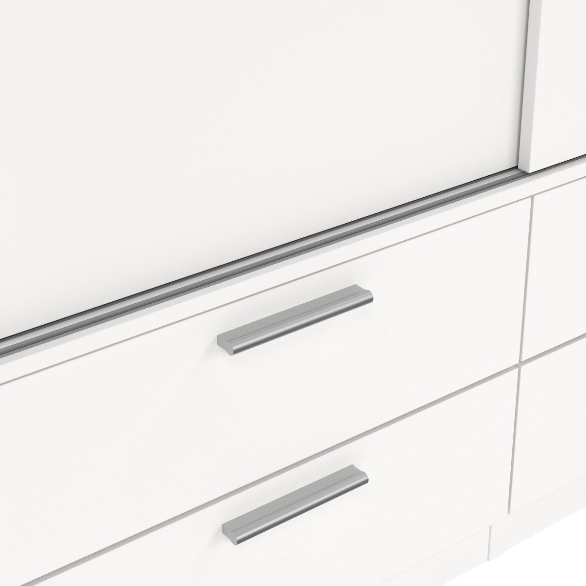 Line Wardrobe With 2 Sliding Doors And 4 Drawers In White - Price Crash Furniture