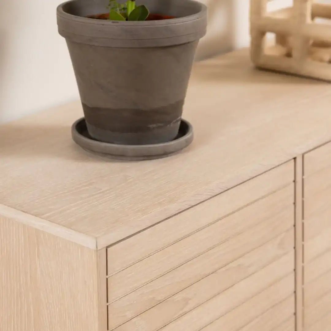Linley 4 Door Sideboard in White Oak - Price Crash Furniture