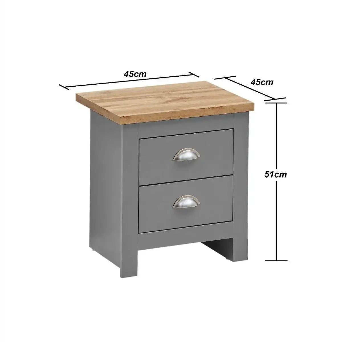 Lisbon 2 drawer bedside table / lamp table by TAD in Grey - Price Crash Furniture