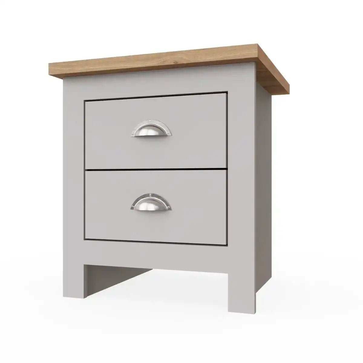 Lisbon 2 drawer bedside table / lamp table by TAD in Grey - Price Crash Furniture