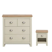 Lisbon 2 Piece Bedroom Set: 1 drawer bedside table + 4 drawer chest of drawers - Price Crash Furniture