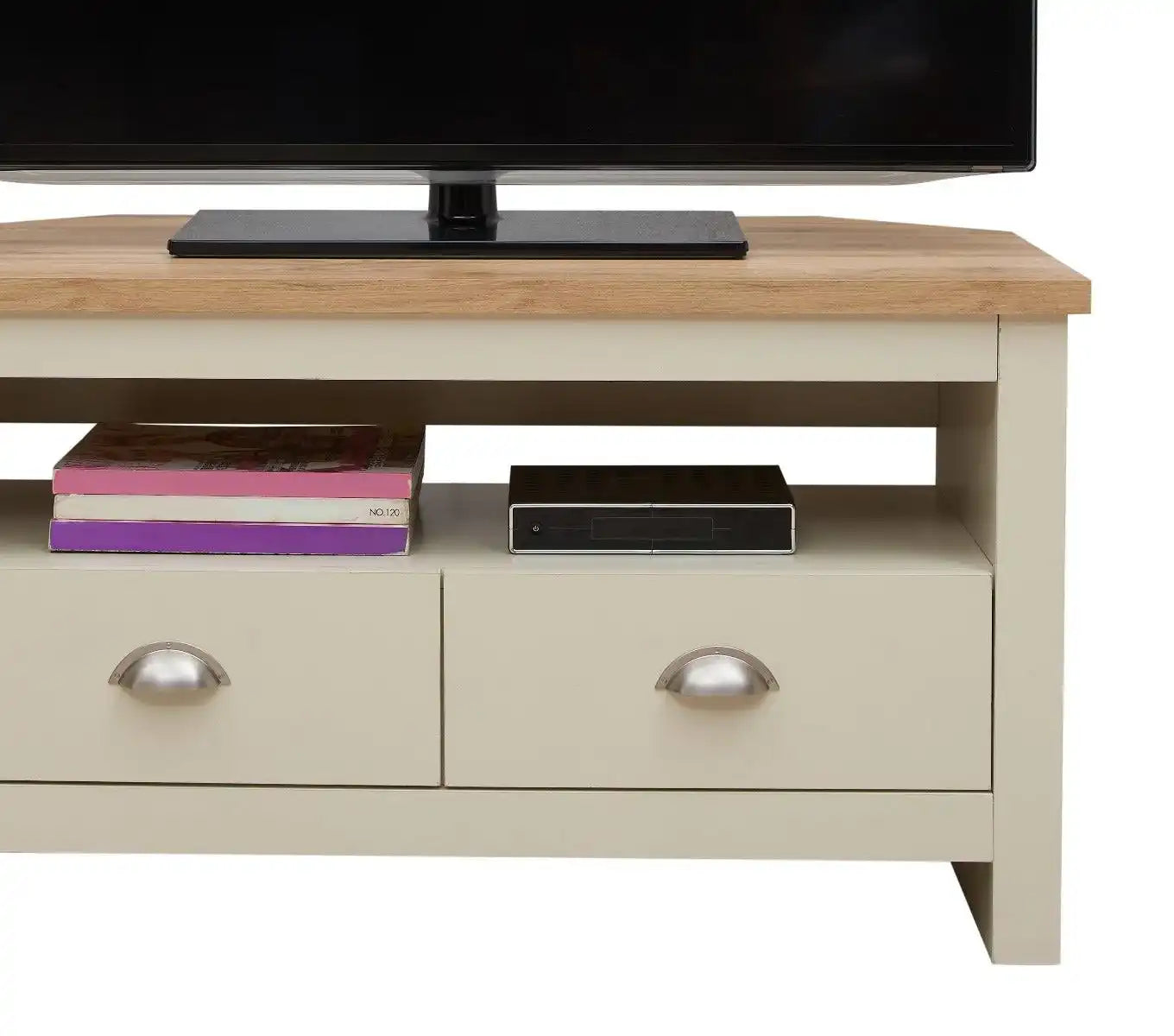 Lisbon corner TV unit with 2 drawers by TAD - Price Crash Furniture