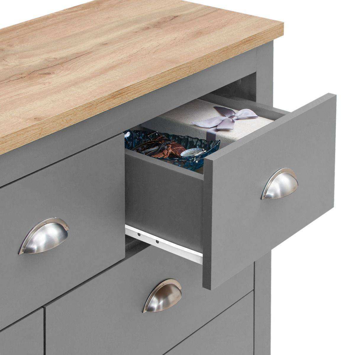 Lisbon Grey Set: 3 door wardrobe 7 drawer chest 1 drawer bedside - Price Crash Furniture