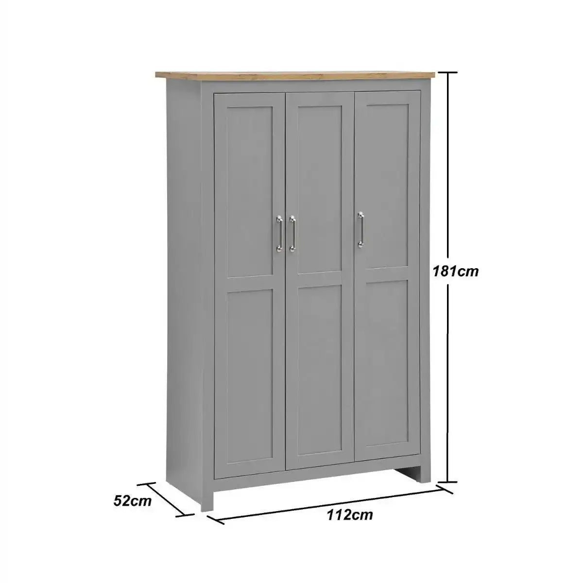 Lisbon Grey Set: 3 door wardrobe 7 drawer chest 1 drawer bedside - Price Crash Furniture