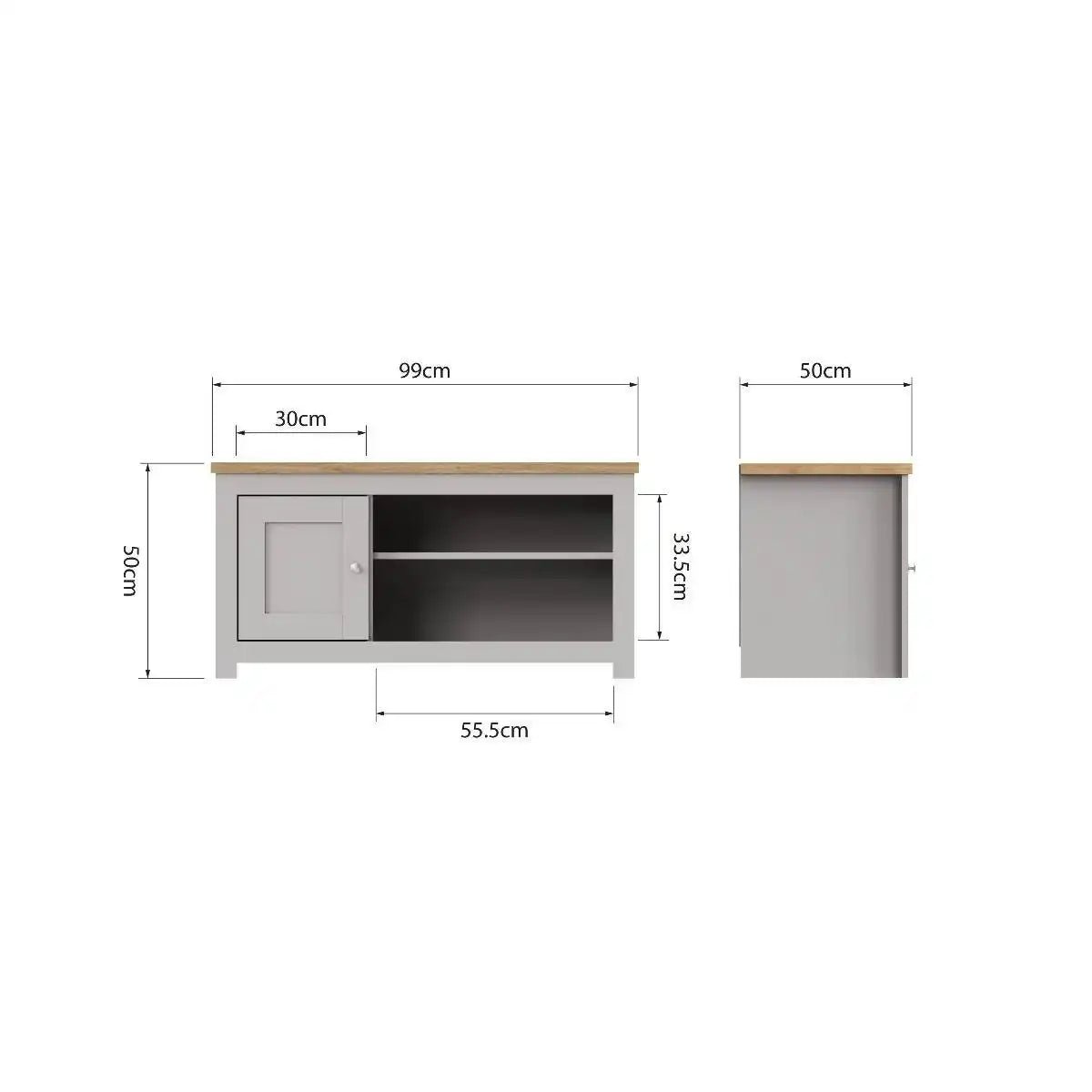 Lisbon TV Cabinet with 1 door by TAD in Grey & Oak - Price Crash Furniture