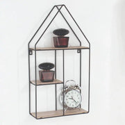 Loft Wire and Woodgrain House Shape Display Shelf by Core - Price Crash Furniture