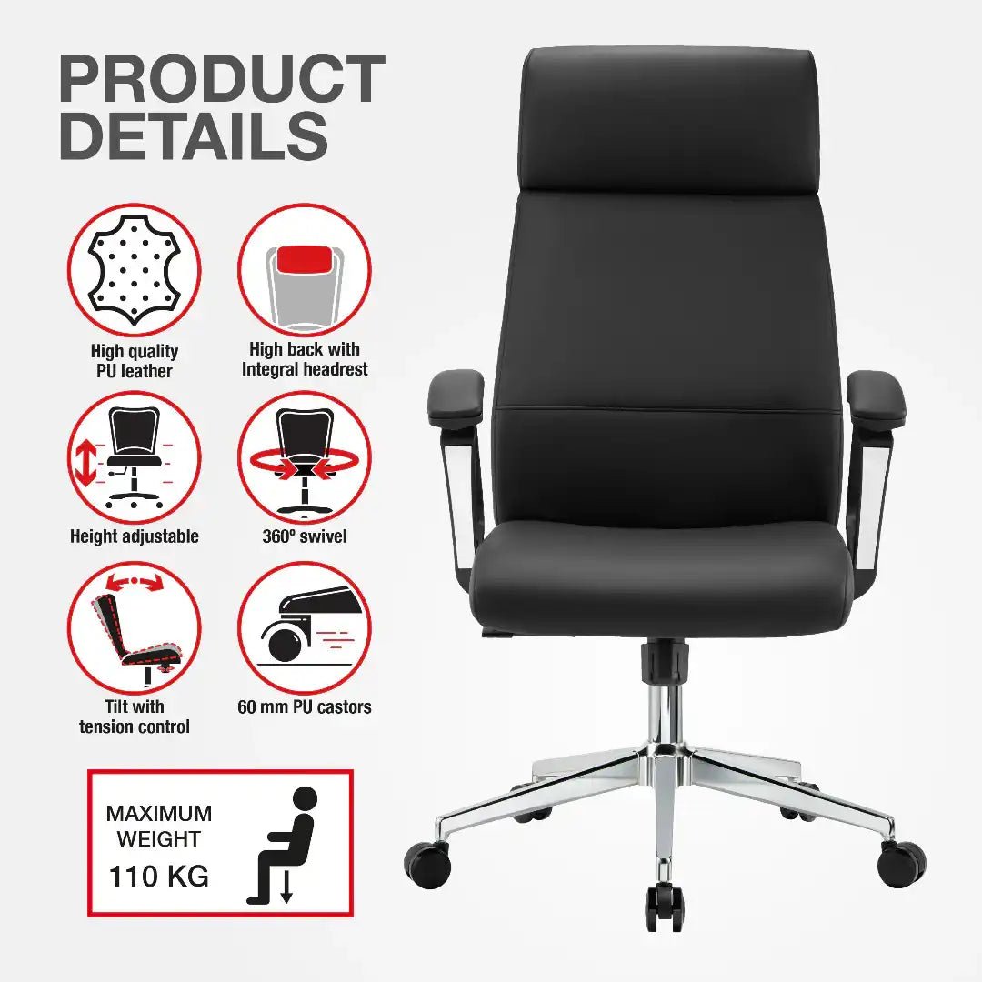 London Executive Office Chair - Black - Price Crash Furniture