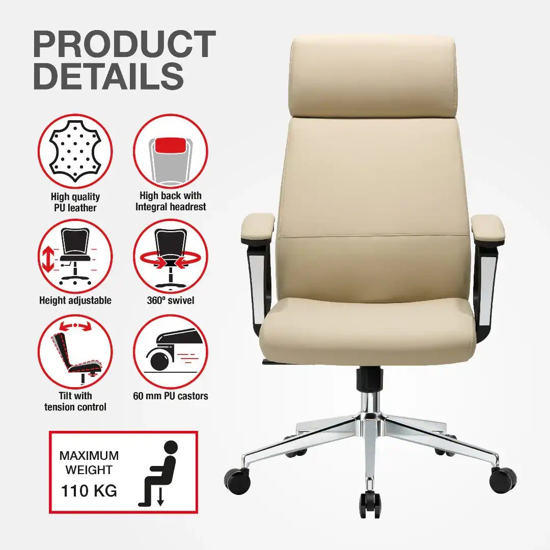 London Executive Office Chair - Cream - Price Crash Furniture