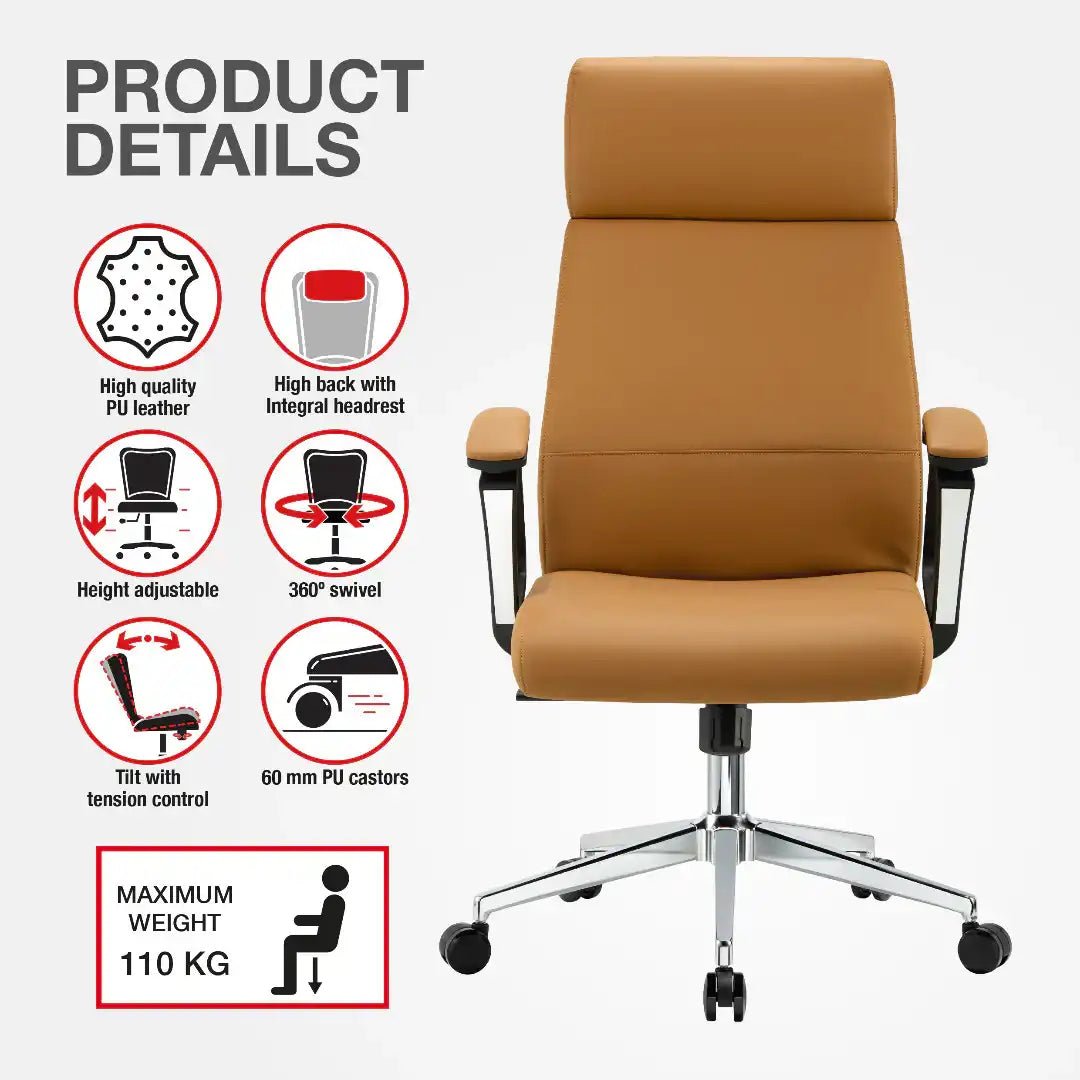 London Executive Office Chair - Tan - Price Crash Furniture
