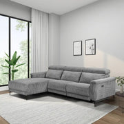 Lund 3PL 1Recl L Elek Grey Corduroy - Price Crash Furniture