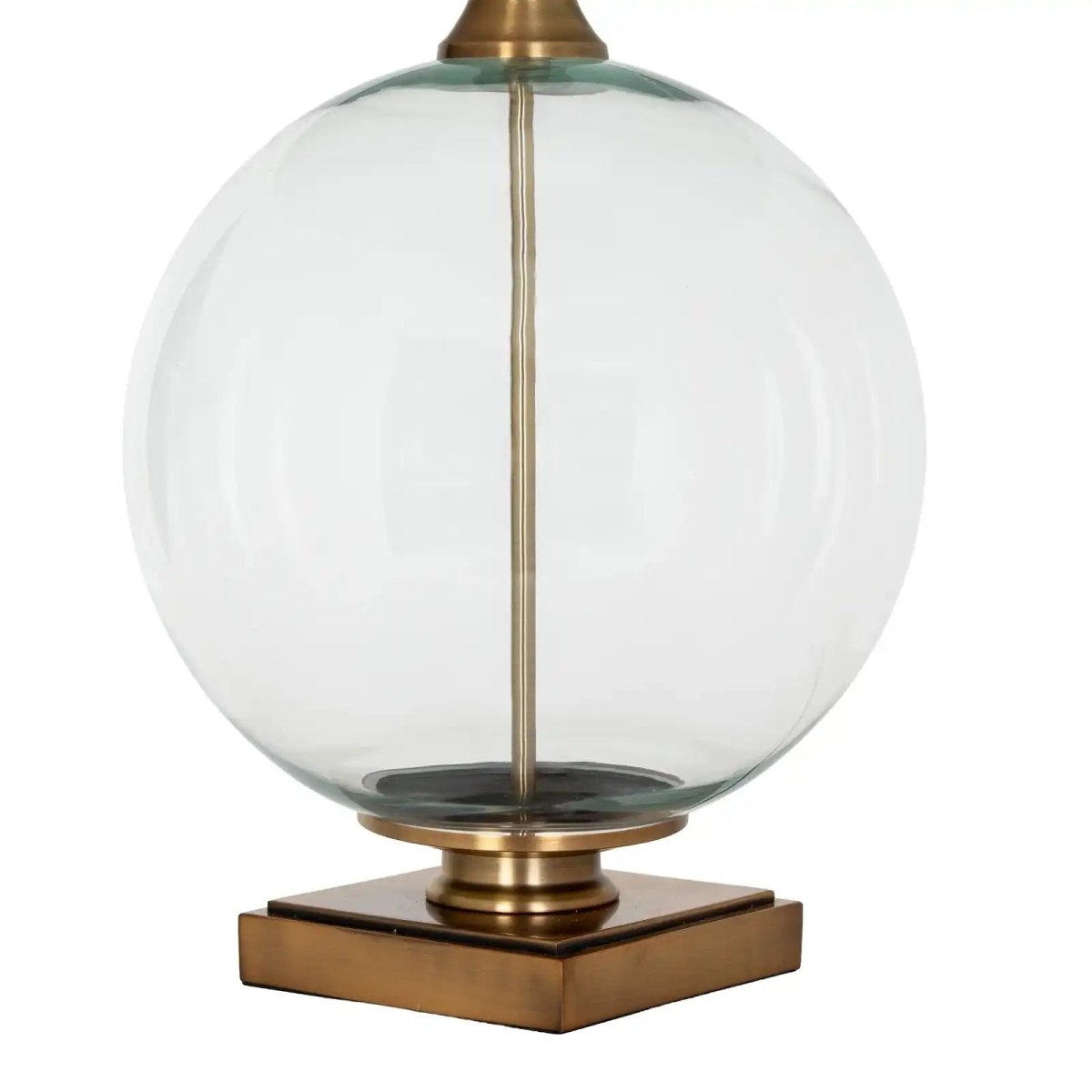 Lunel Glass Orb Table Lamp With Edged Linen Shade - Price Crash Furniture
