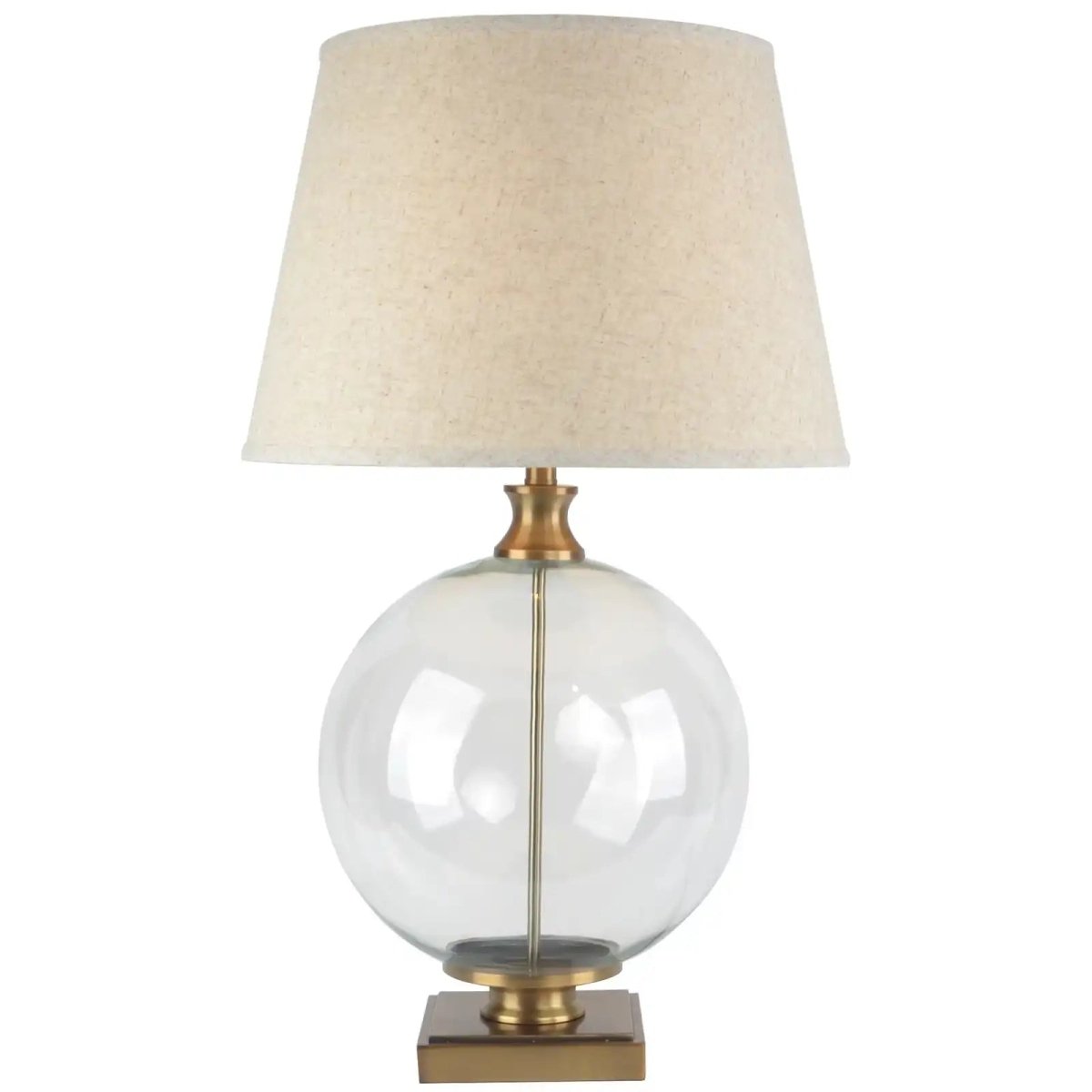 Lunel Glass Orb Table Lamp With Edged Linen Shade - Price Crash Furniture