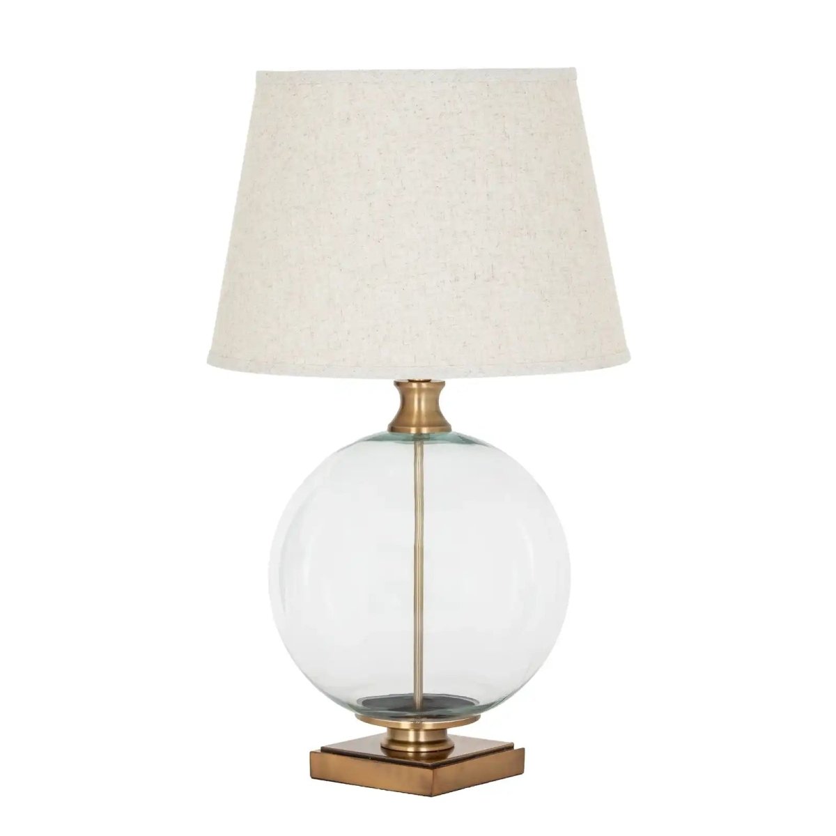 Lunel Glass Orb Table Lamp With Edged Linen Shade - Price Crash Furniture