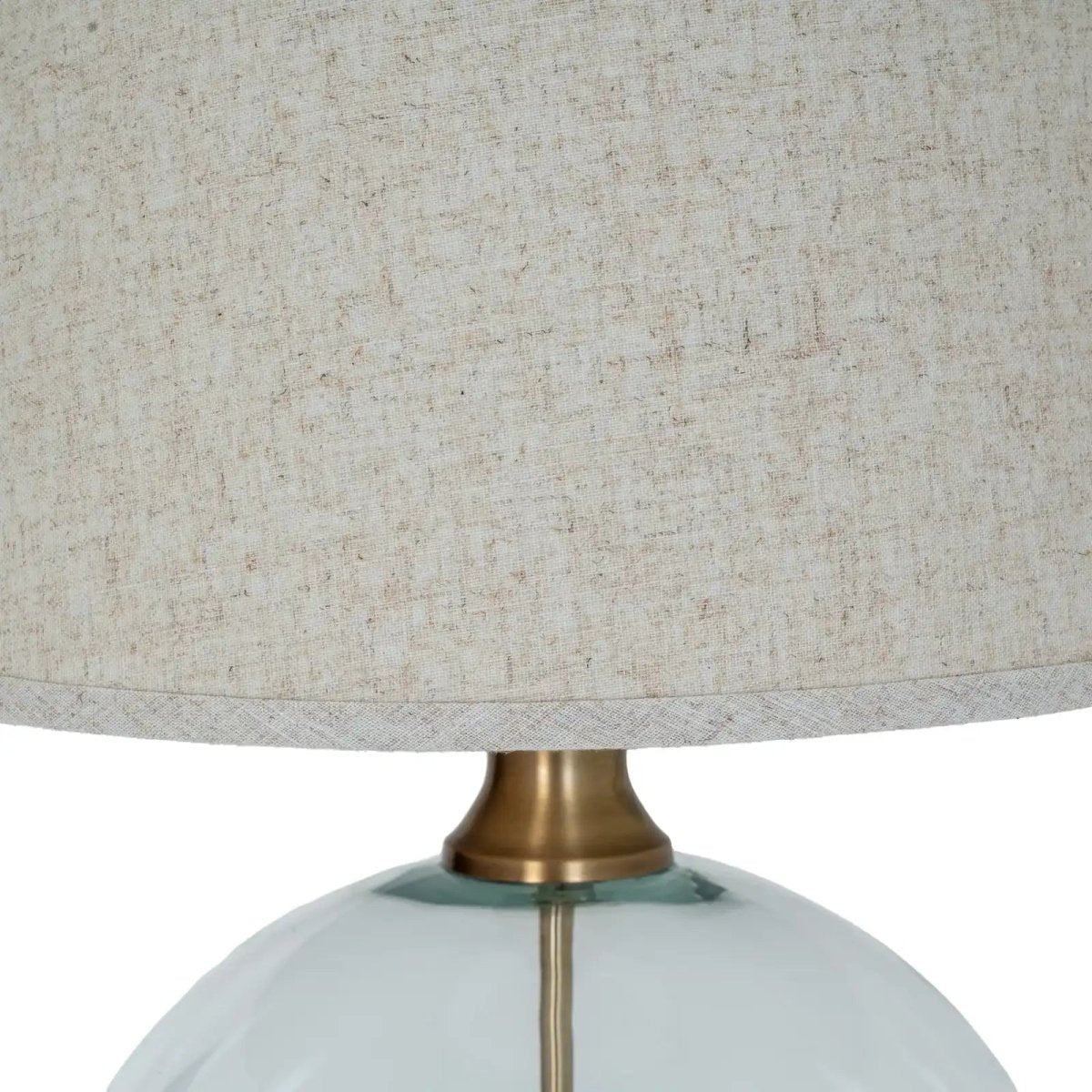 Lunel Glass Orb Table Lamp With Edged Linen Shade - Price Crash Furniture