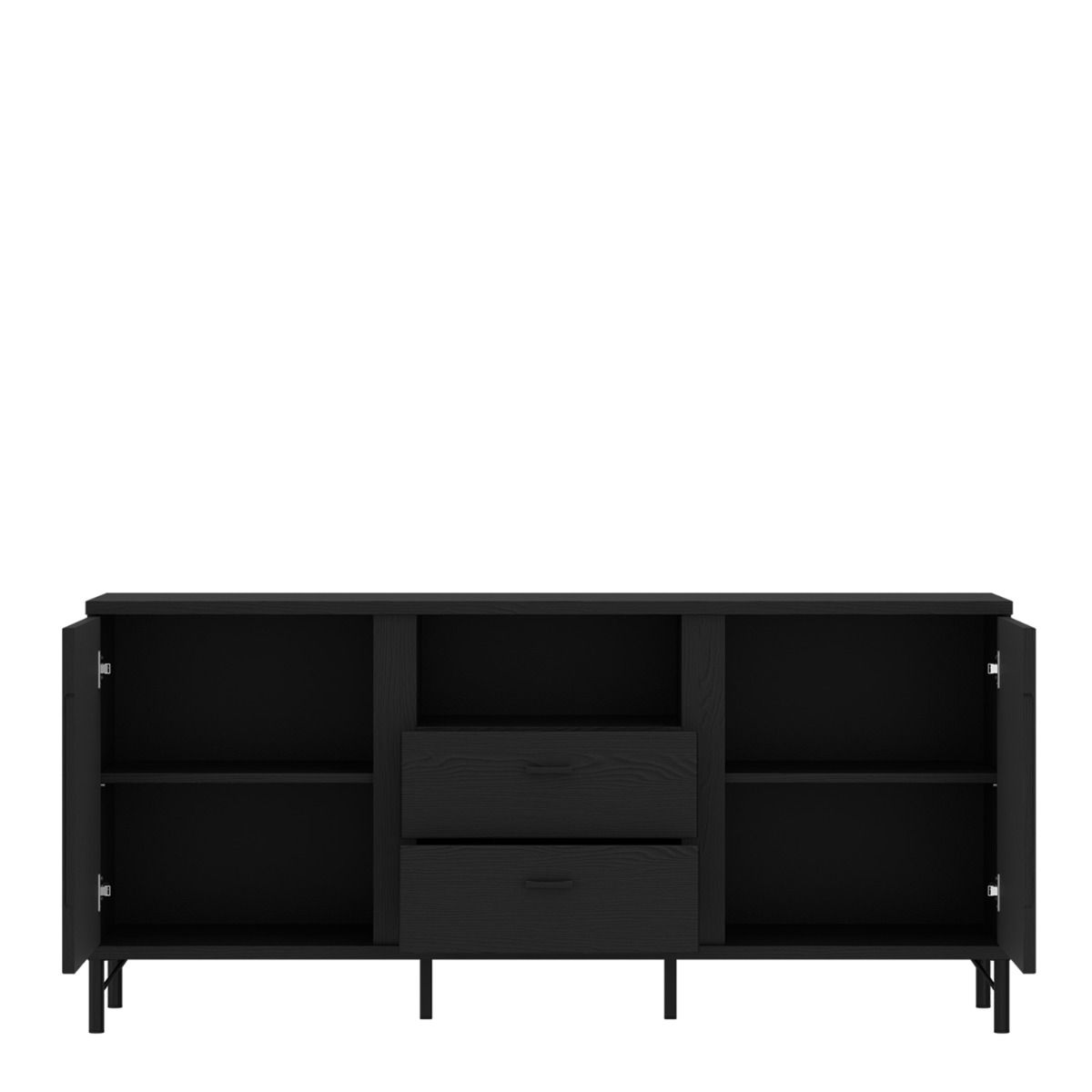 Lusaka TV Cabinet 2 Door 2 Drawer In Black Graphite - Price Crash Furniture