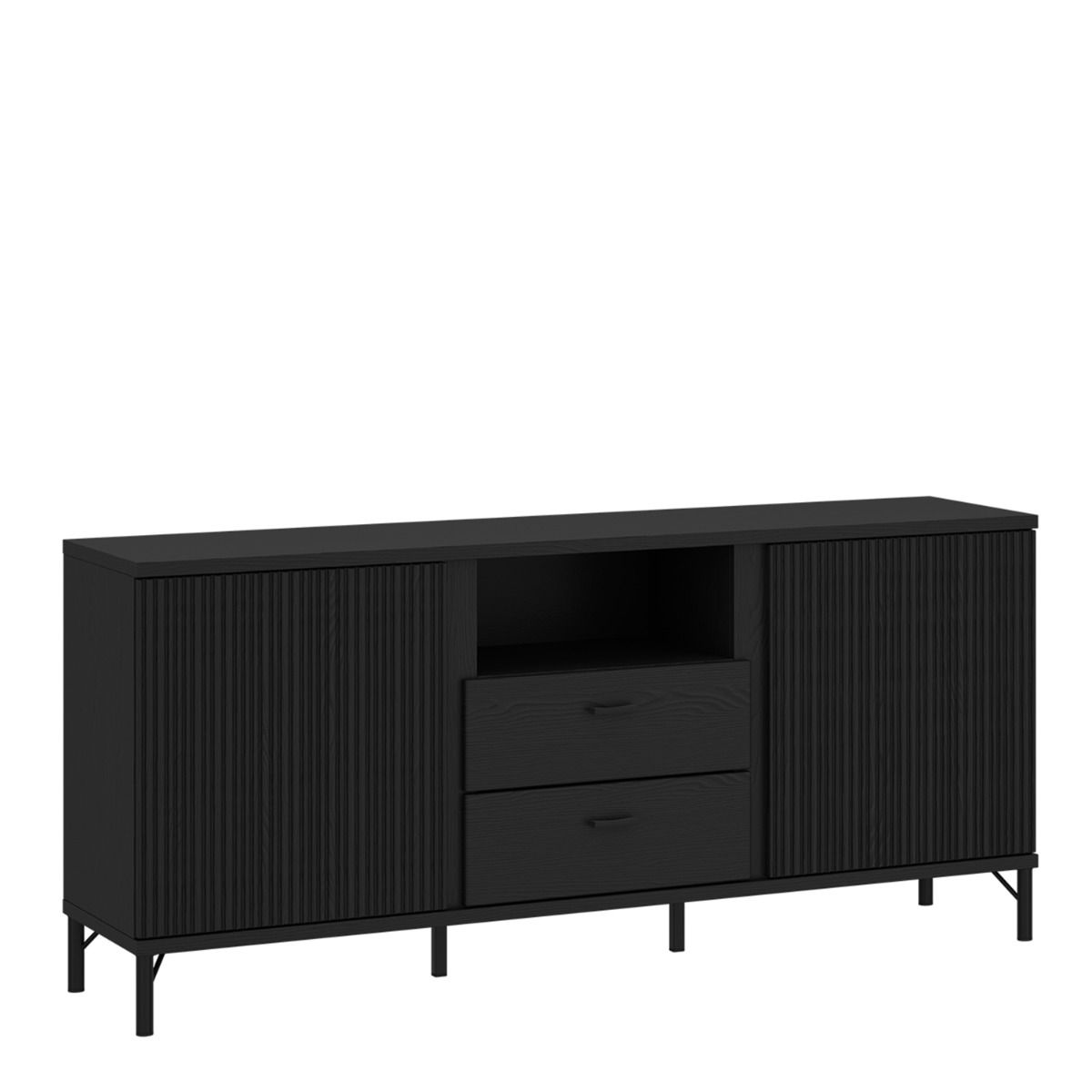 Lusaka TV Cabinet 2 Door 2 Drawer In Black Graphite - Price Crash Furniture