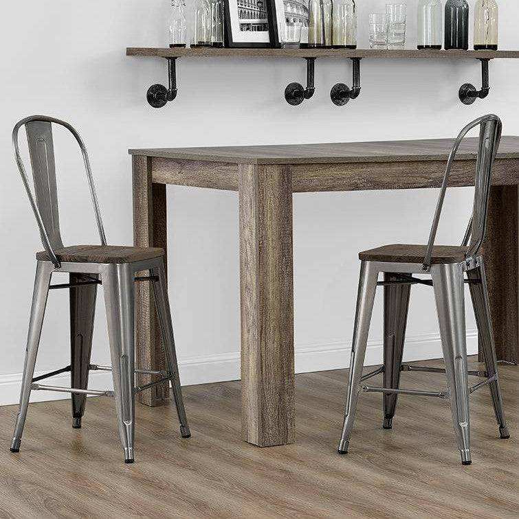 Luxor Pair of 24in Metal Counter Stools in Antique Gun Metal by Dorel - Price Crash Furniture