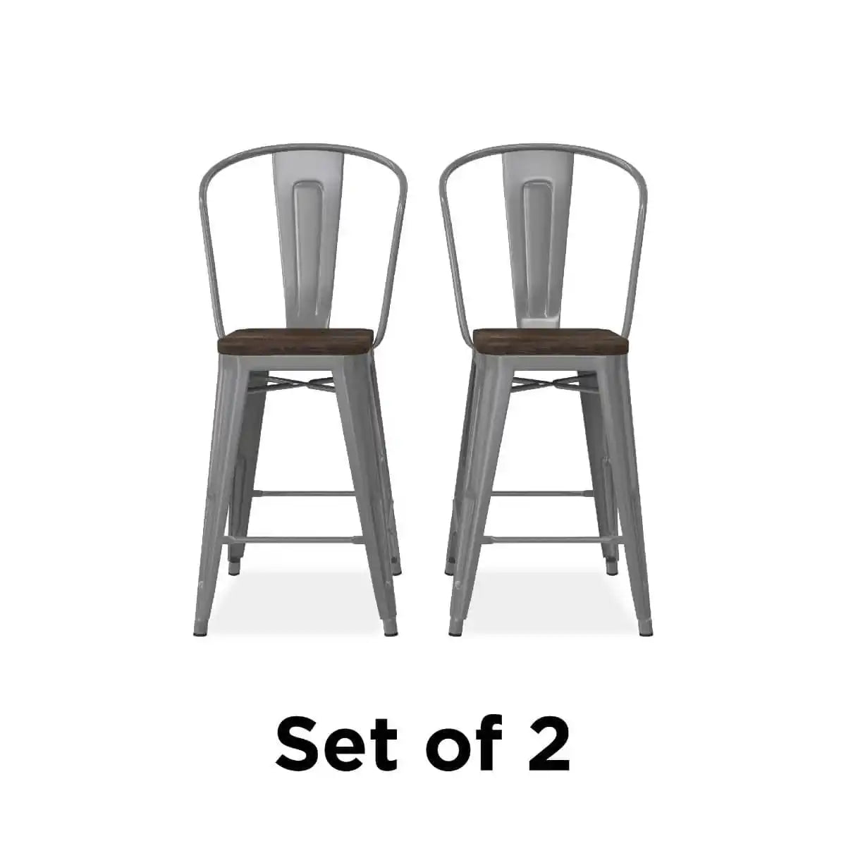 Luxor Pair of 24in Metal Counter Stools in White by Dorel - Price Crash Furniture