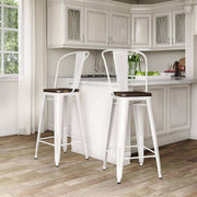 Luxor Pair of 30in Metal Bar Stools in White by Dorel - Price Crash Furniture