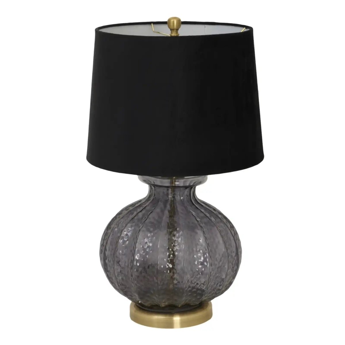 Luxton Glass Fluted Lamp With Black Velvet Shade - Price Crash Furniture