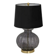 Luxton Glass Fluted Lamp With Black Velvet Shade - Price Crash Furniture