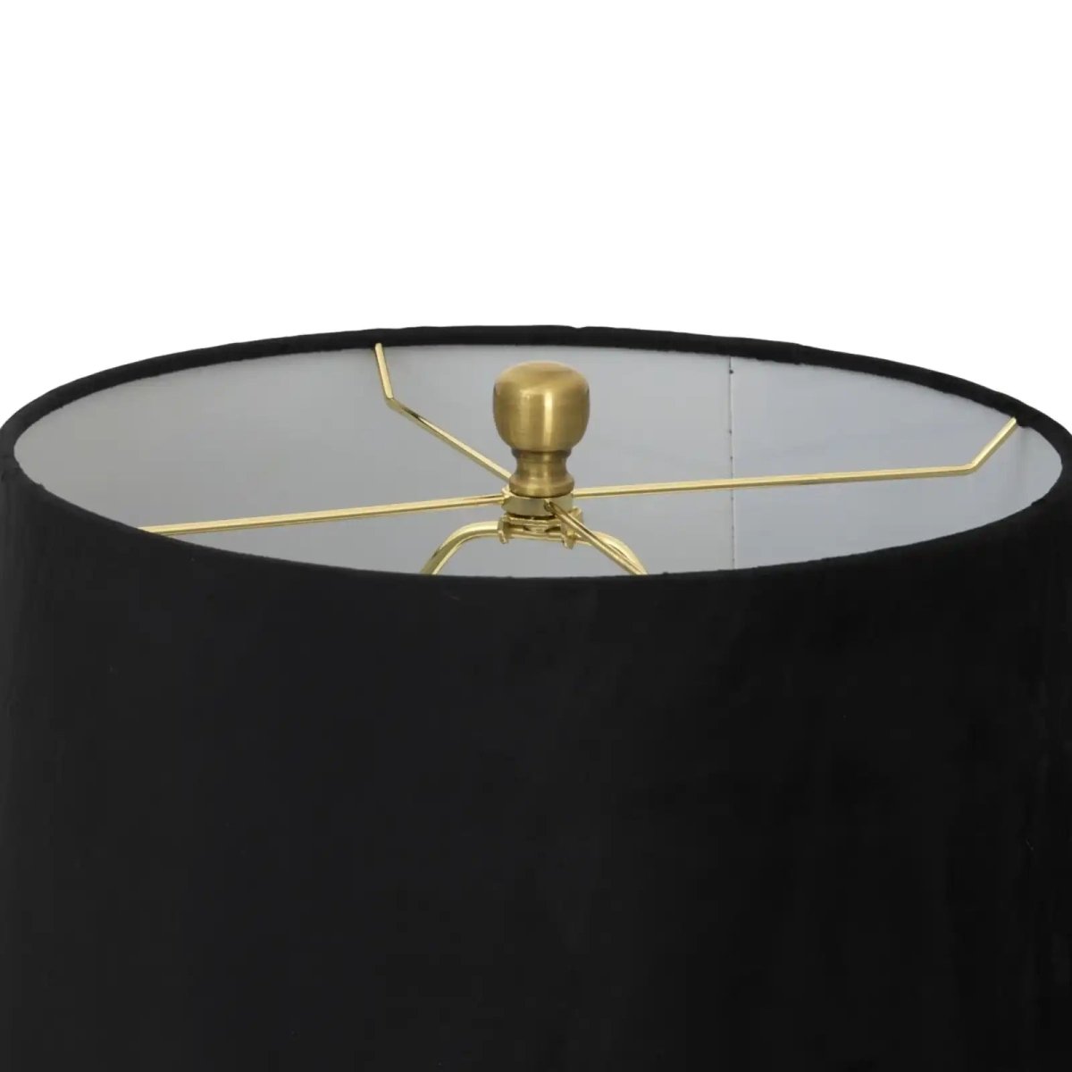 Luxton Glass Fluted Lamp With Black Velvet Shade - Price Crash Furniture