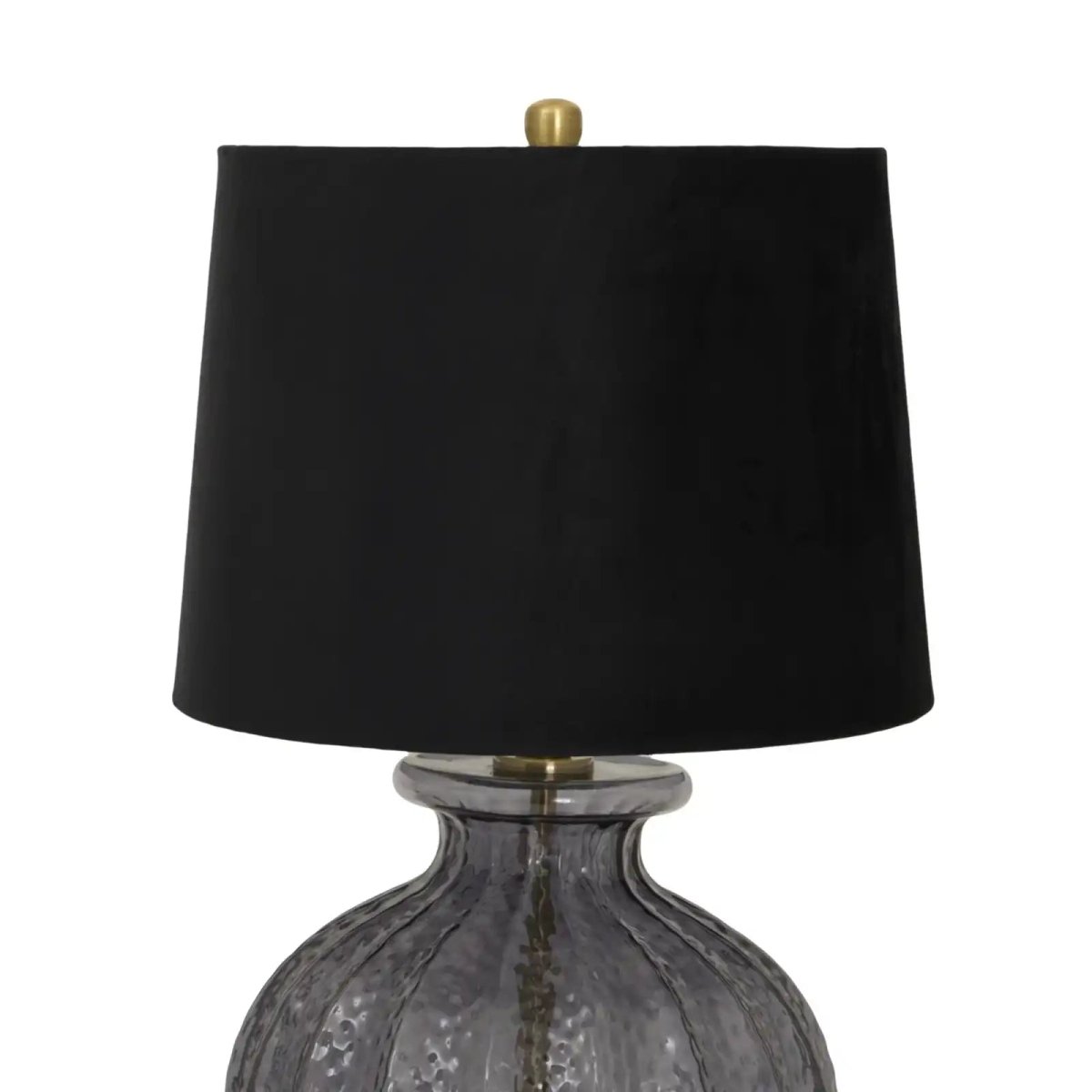 Luxton Glass Fluted Lamp With Black Velvet Shade - Price Crash Furniture