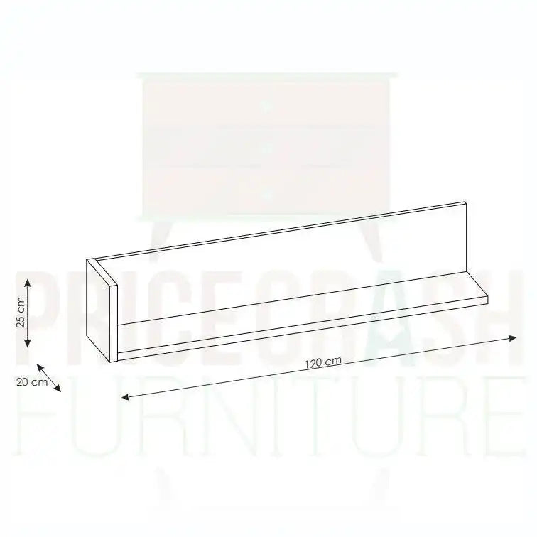 Lyon 120cm Wall Shelf in White High Gloss - Price Crash Furniture