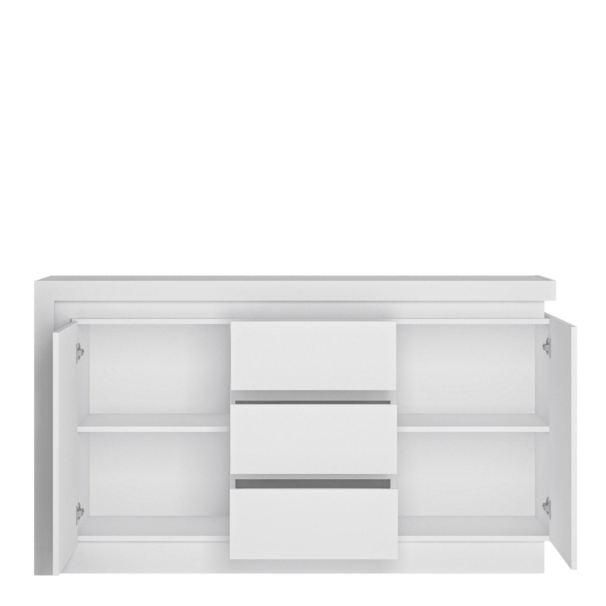 Lyon 2 Door 3 Drawer Sideboard (inc LED lighting) In White And High Gloss - Price Crash Furniture