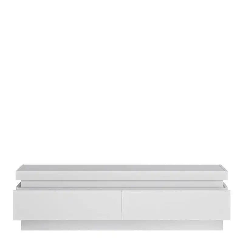 Lyon 2 Drawer TV Cabinet inc LED lighting & High Gloss White - Price Crash Furniture