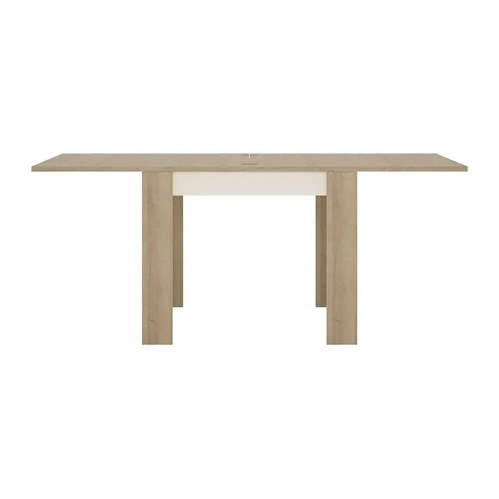Lyon Extending Small Dining Table 90/180cm In Riviera Oak / White High Gloss - Price Crash Furniture