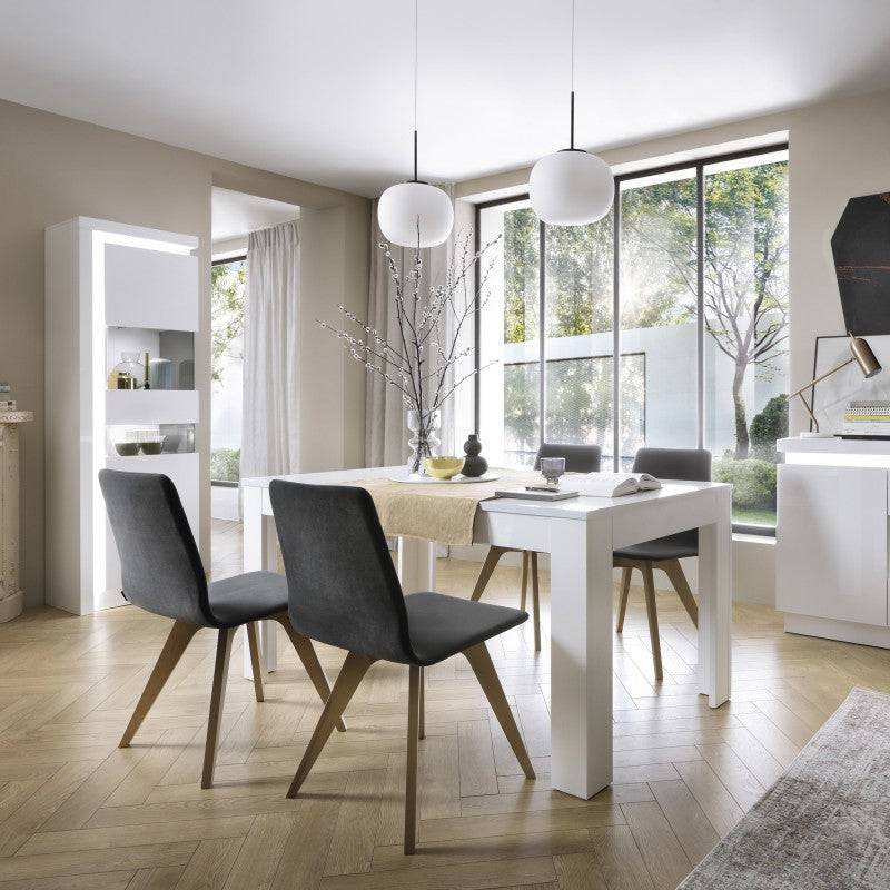 Lyon Tall Narrow Display Cabinet (RH) incl LED lighting in White High Gloss - Price Crash Furniture