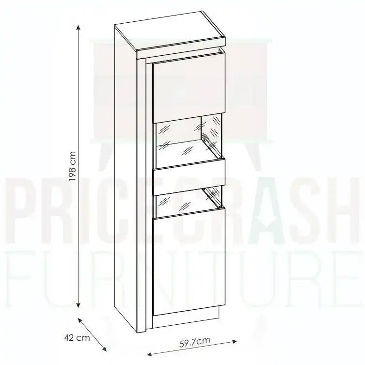 Lyon Tall Narrow Display Cabinet (RH) incl LED lighting in White High Gloss - Price Crash Furniture